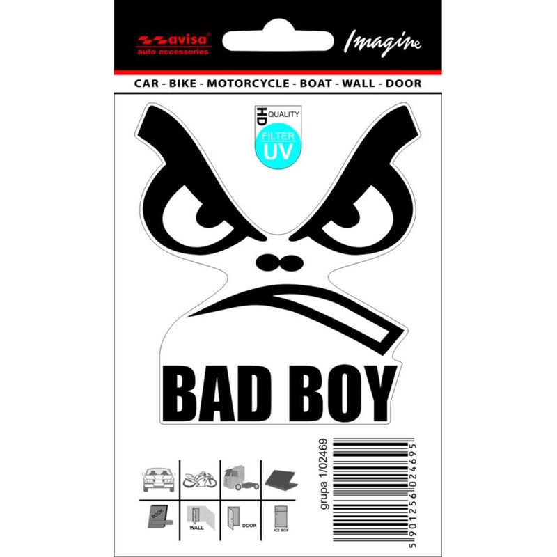 Avisa, Bad Boy Sticker - Sort - 7,5x8,5cm