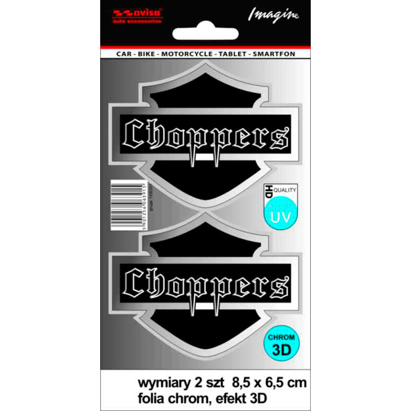 Avisa, Krom Chopper AutoTattoo Sticker - 2 stk - 8,5 x 6,5cm med UV-filter