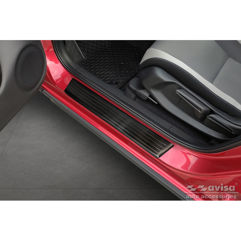 Avisa, Trinbeskyttere, Sort, Rustfritstål, passer til Honda Jazz Crosstar 2020- 'Lines' - 4-dele