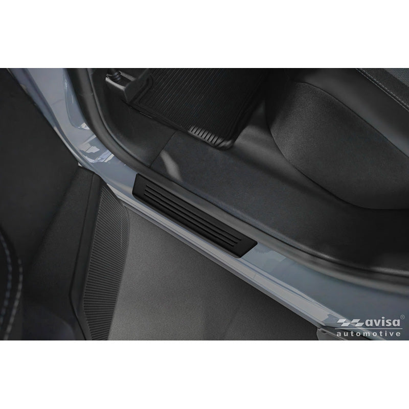 Avisa Black Stainless Steel door sill protectors suitable for Opel Grandland (EV) 2024- - 'Lines' - 4-pieces