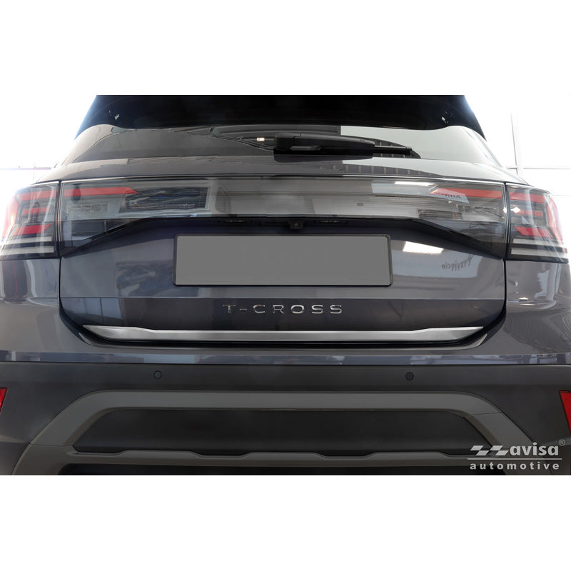 Avisa Brushed Stainless Steel Trunk Tailgate Trim Cover suitable for Volkswagen T-Cross 2019-2024 & Facelift 2024-