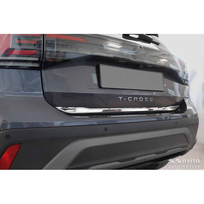 Avisa Chrome Stainless Steel Trunk Tailgate Trim Cover suitable for Volkswagen T-Cross 2019-2024 & Facelift 2024-
