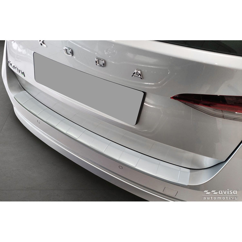 Avisa Stainless Steel Powdercoated Rear bumper protector suitable for Skoda Octavia IV 2019-2024 & FL 2024- 'Soft Silver'