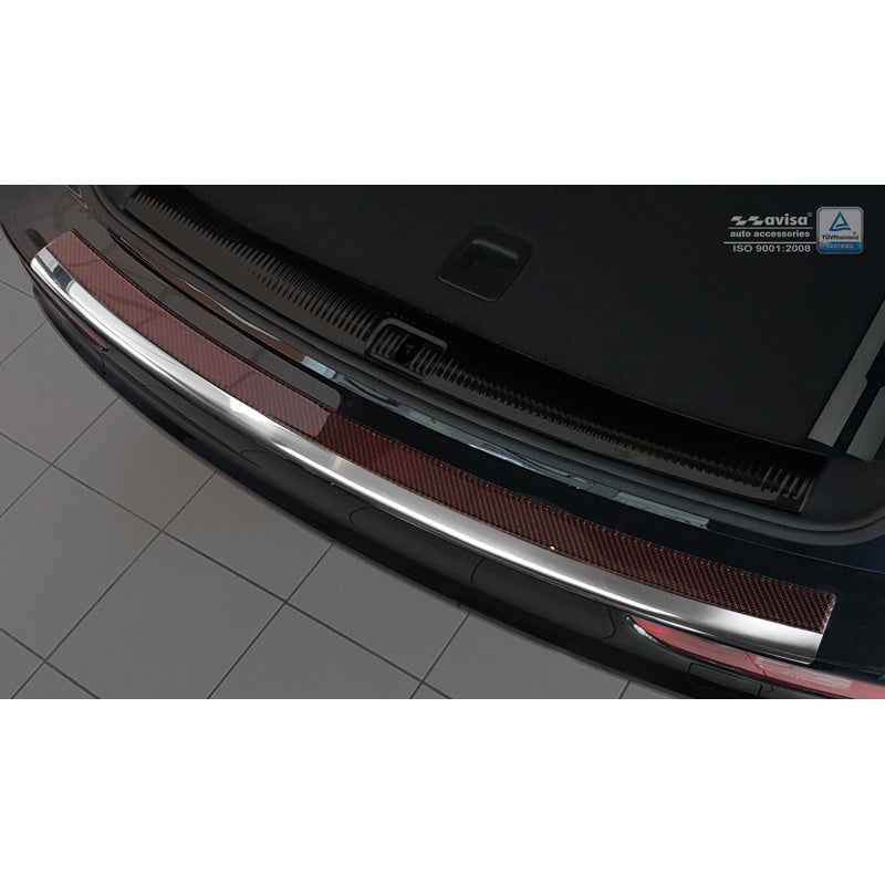 Avisa, Bagkofangerbeskytter, DeLuxe, Rustfritstål, passer til Audi Q5 2008-2016 Chrome/Red-Black Carbon