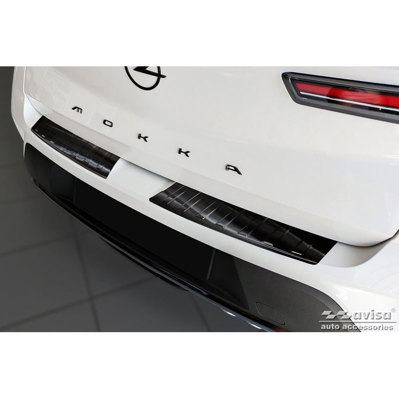 Avisa, Bakre stötfångarskydd, Svart, Rostfritt stål, passar Opel Mokka II 2020- 'Revben' (2 delar)