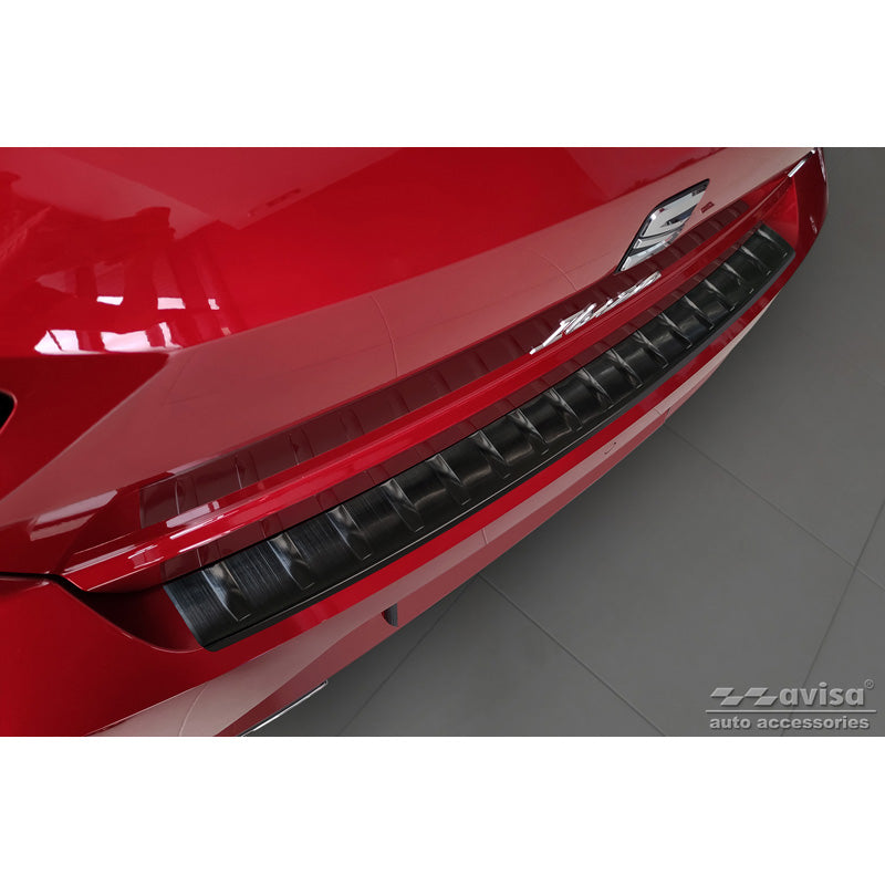 Avisa, Bakre stötfångarskydd, Svart, Rostfritt stål, passar Seat Ibiza 6F Facelift 2021- 'Ribs'