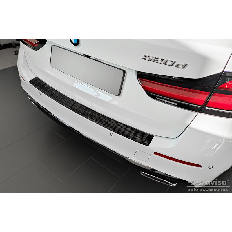 Avisa, Bakre stötfångarskydd, 3D äkta kolfiber, passar BMW 5-serie Touring G31 FL 2020- 'Revben'