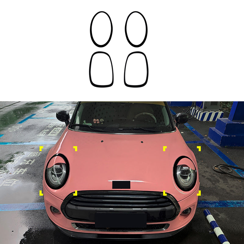 AutoStyle, Forlygte- og Baglygteindramninger, ABS Blank Sort, sæt af 4 stykker, passer til Mini One/Cooper/S/Cabrio F55/F56/F57 (2013-2024)