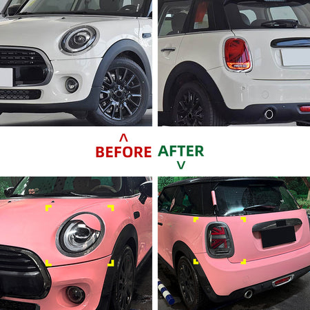 AutoStyle, Forlygte- og Baglygteindramninger, ABS Blank Sort, sæt af 4 stykker, passer til Mini One/Cooper/S/Cabrio F55/F56/F57 (2013-2024)
