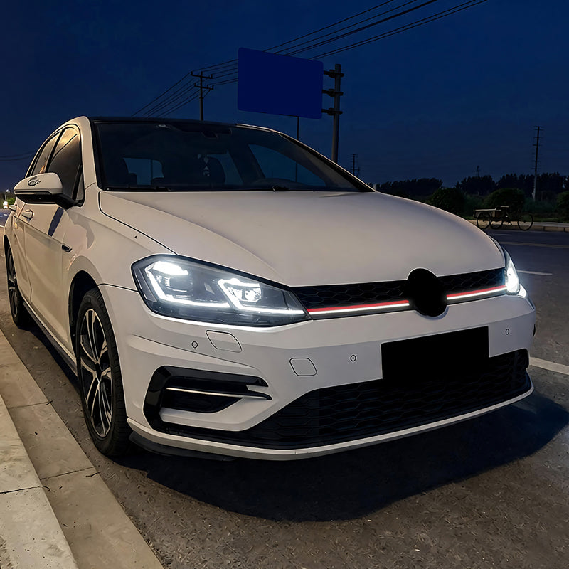 AutoStyle, Sportsgrill, GTi-Look med LED-strip, passer til Volkswagen Golf VII (7.5) HB/Variant Facelift (2017-2020)