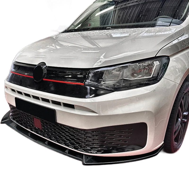 AutoStyle Front spoiler lip suitable for Volkswagen Caddy V 2020- (Glossy Black ABS)