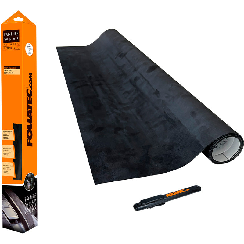 Foliatec, Cockpit Design Film Panther Wrap, Alcantara-Look, Sort, 75x140cm