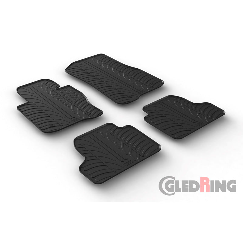 Gledring, gummimattor, Passar för BMW 4-serie F32 automatisk 2013-2020 (T-profil 4 delar + clips)