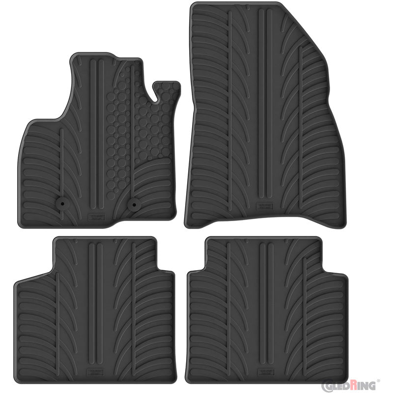Gledring Rubber car mats set suitable for Dacia Bigster 4x4 (Petrol) 2024- (T profile 4-pieces + mounting clips)