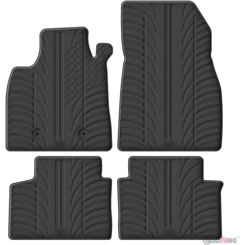 Gledring Rubber car mats set suitable for Dacia Duster III Hybrid 140/155 & Eco G-100 2024- (T profile 4-pieces + mounting clips)