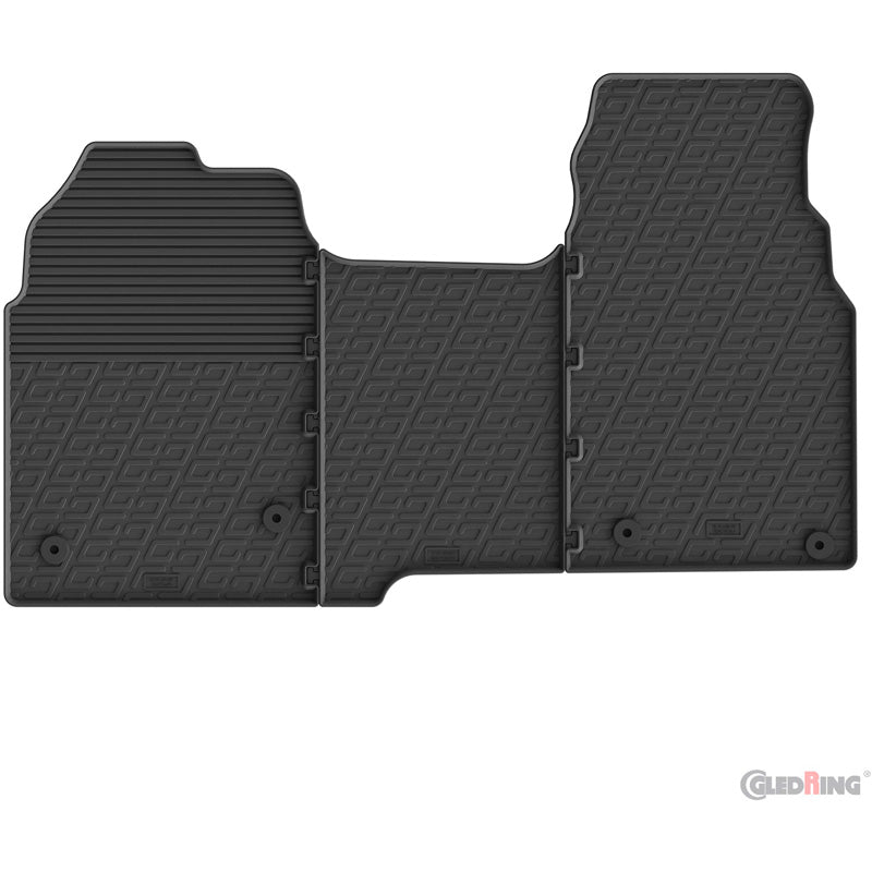 Gledring Rubber car mats set suitable for Volkswagen Transporter T7 Cargo 2024- (G profile 3-pieces + mounting clips)