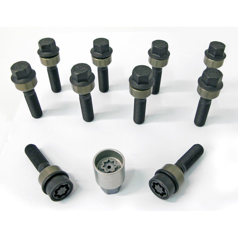 H&R, Wheel bolt Set Round-Head with movable cone R14 M14x1.50 - længde 66mm - 10 pcs. (e.g., passer til Porsche) - incl. wheel-locks
