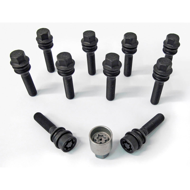 H&R, Wheel bolt Set Round-Head with movable cone R14 M14x1.50 - længde 54mm - Black - 10 pcs - incl. wheel-locks