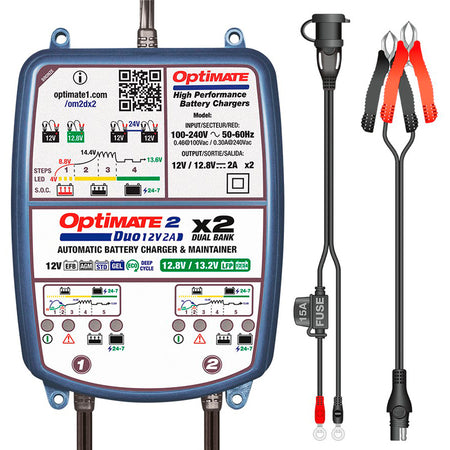 OptiMate, Batterioplader, 2x2 Bank, 12V/12,8V, 2A