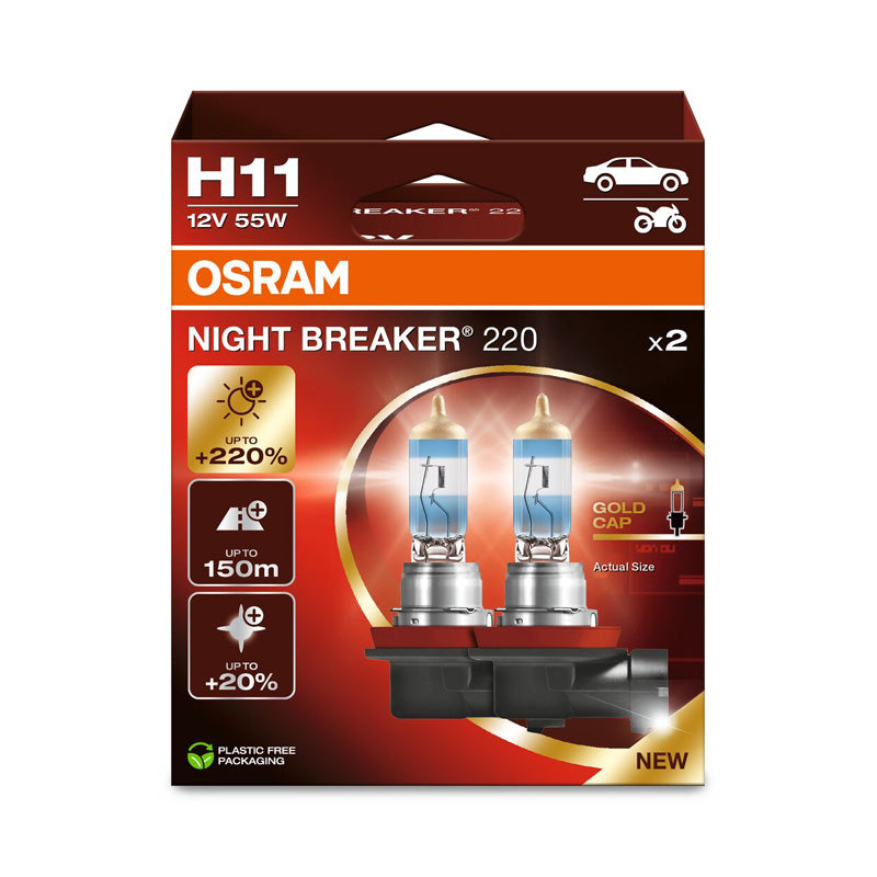 Osram, Night Breaker 220 Halogenpærer - H11 - 12V/55W - Sæt af 2 stk.