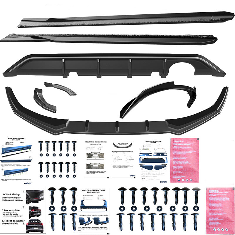 OneWay, Komplet bodykit, Blank sort, passer til Hyundai i20 III (BC3) Facelift (2023-)