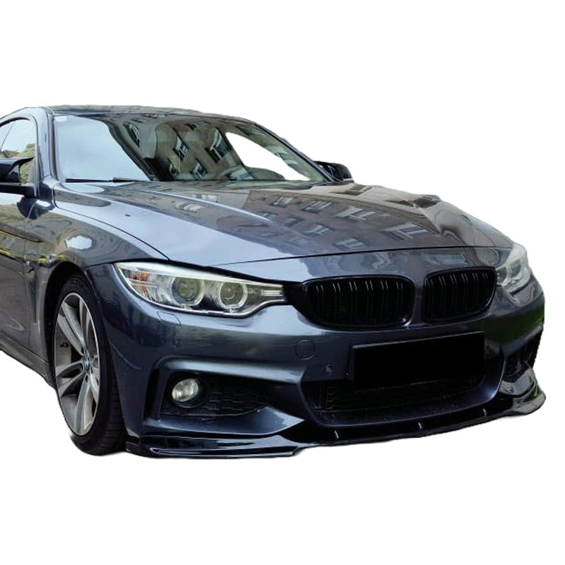 OneWay, Frontspoiler, Glossy sort, Passer til BMW 4-Series F32/F33/F36 M-Pack 2013-2019, ABE TÜV godkendt