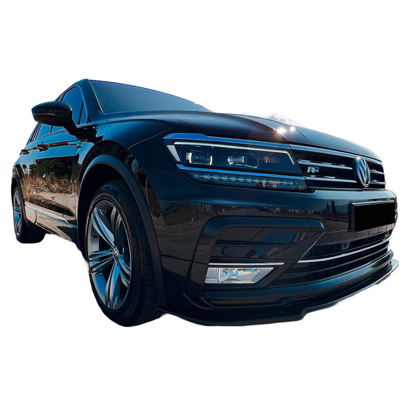 OneWay, Frontspoiler, Glossy sort, Passer til Volkswagen Tiguan II R-Line 2016-2020 inkl. Allspace