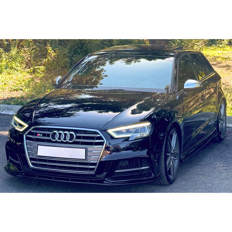 OneWay, Frontspoiler, Glossy sort, Passer til Audi S3 Sportback 8V Facelift 2016-2020, Version 2