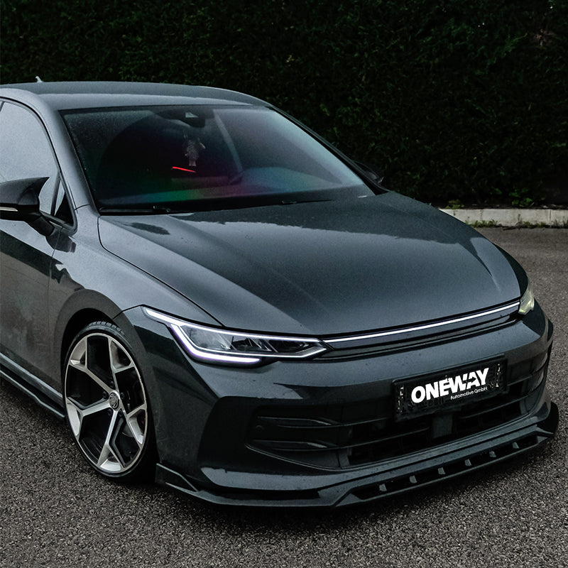 OneWay, Frontspoiler, Blank sort, passer til Volkswagen Golf VIII HB/Variant Facelift (2024-) excl. GTi/GTD/GTE/R/R-Line 'Version 2'