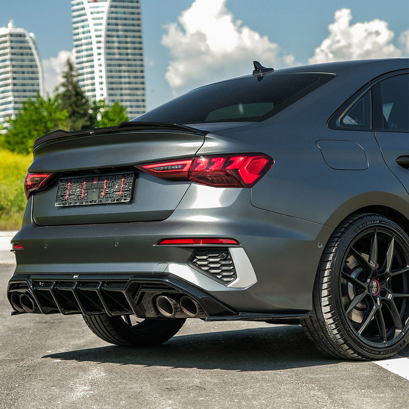 Oneway Rear Side Diffusors suitable for Audi A3 8Y Sedan S3/S-Line 2020-2024 - Gloss black