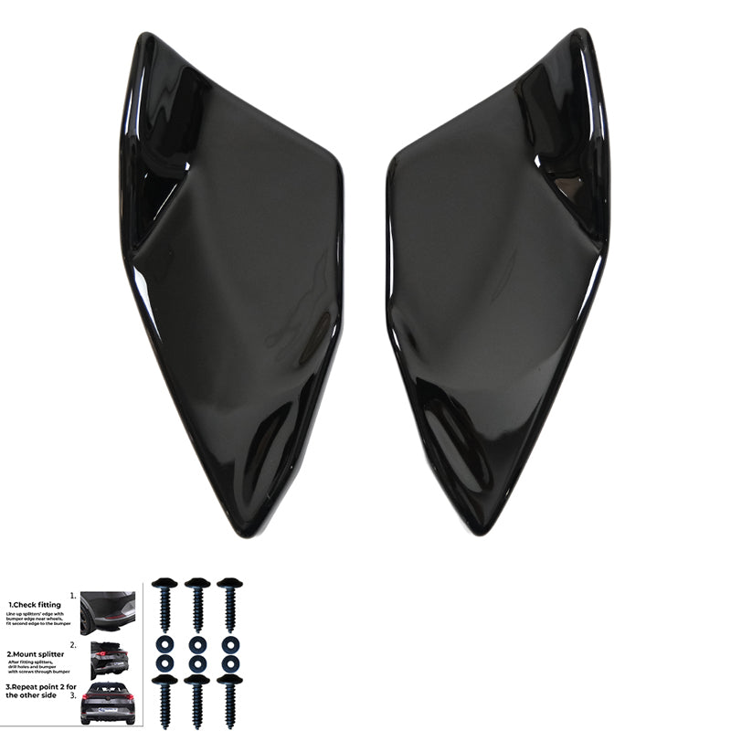 Oneway Rear Side Diffusors suitable for Volkswagen Scirocco R Facelift 2014-2017 - Gloss black