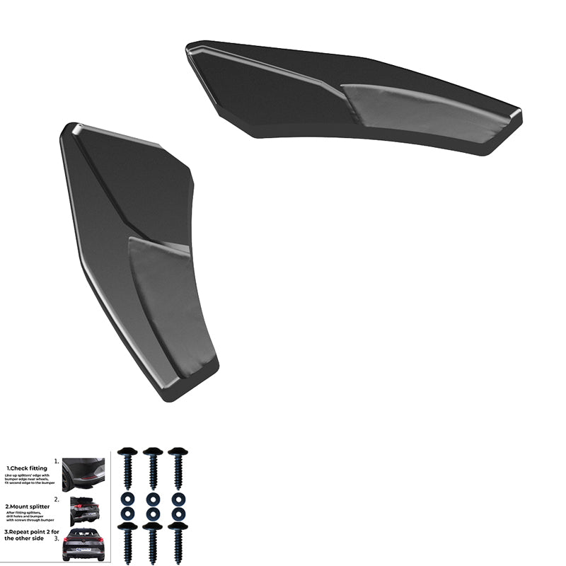 Oneway Rear Side Diffusors suitable for Audi A3 (8Y) Sportback S-Line/S3 Facelift 2025- - Gloss black