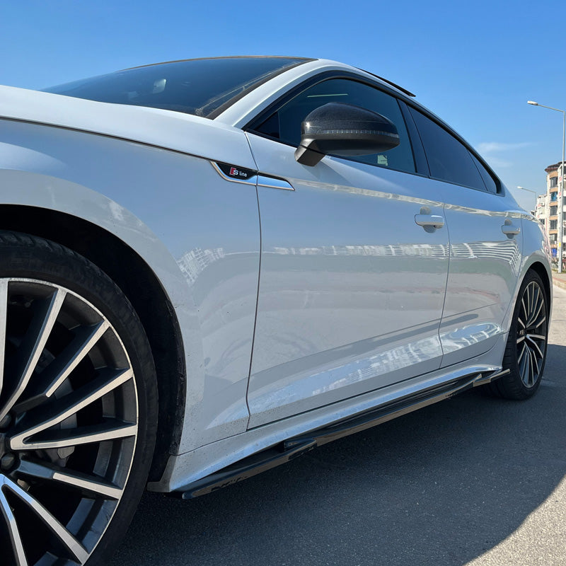 OneWay, Sideskørter, Glossy Sort, Passer til Audi A5 F5 Sportback S-Line/S5 Facelift 2019-, 2-delt sæt
