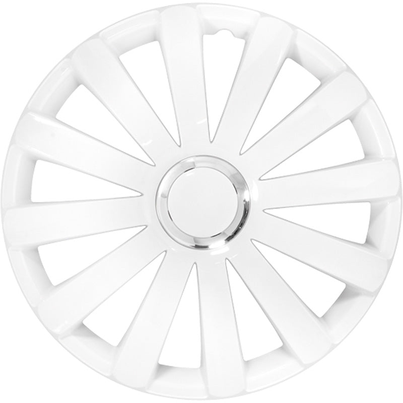 AutoStyle, Hjulkapsler, 4stk, Spyder 14-tommer white + chrome ring