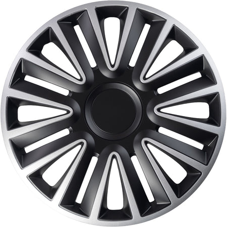 AutoStyle, Hjulkapselsæt, 'Quadro', Sølv/Sort, 16-tommer, 4 stk.
