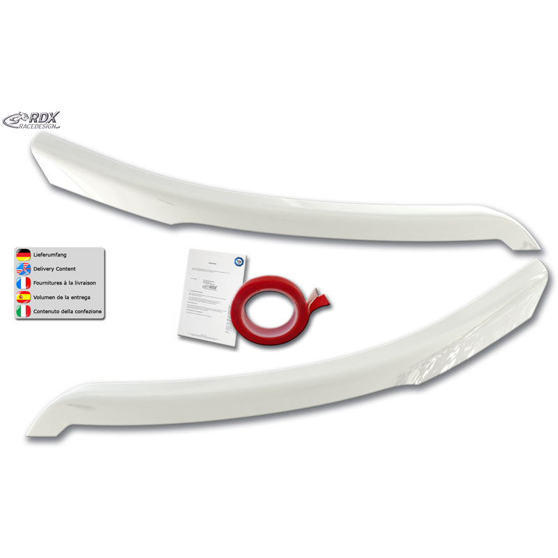 RDX Racedesign Head light spoilers suitable for Ford Transit (Xenon and black Halogen headlights) 2014- (ABS Gloss White)