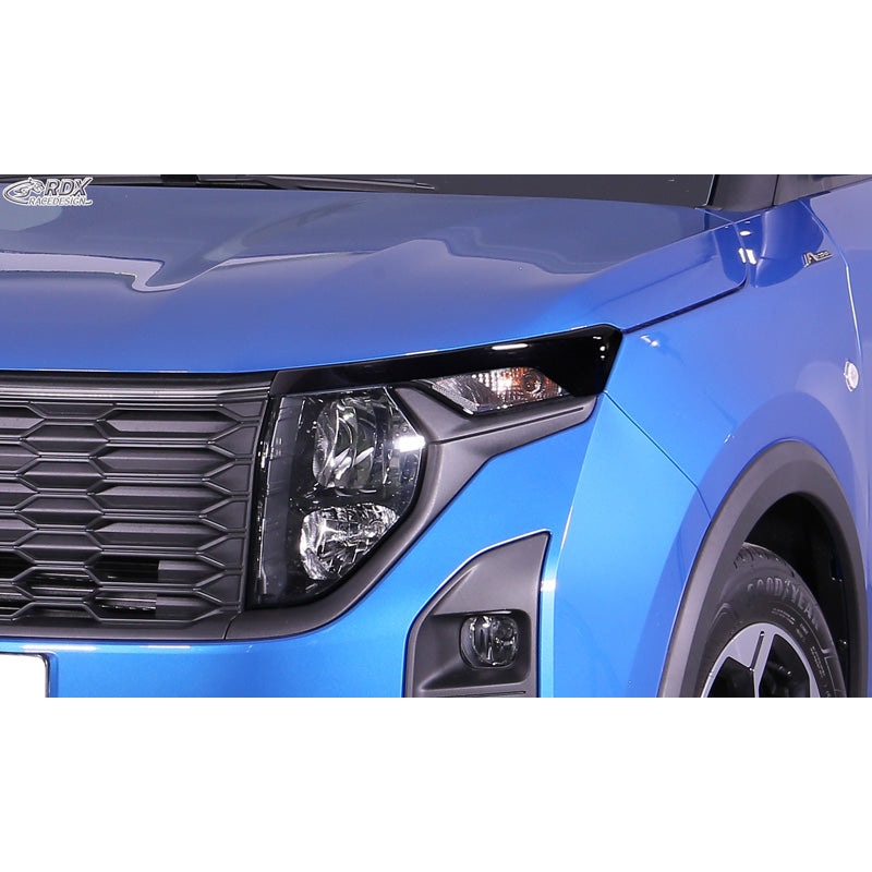 RDX Head light spoilers suitable for Ford Transit Courier & Tourneo Courier 2023- (without LED indicators & DRL) (ABS Gloss Black)