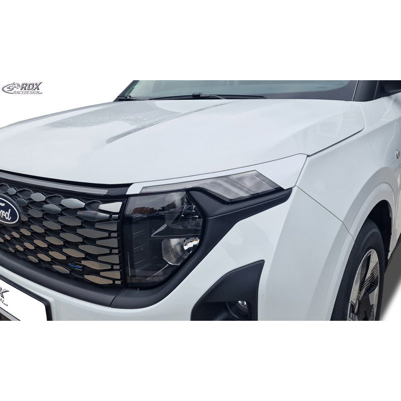 RDX Head light spoilers suitable for Ford Transit Courier & Tourneo Courier 2023- (with LED indicators & DRL) (ABS Gloss White)