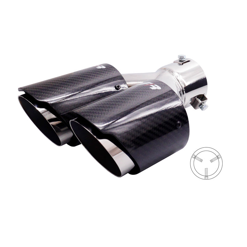 Simoni Racing, ändrör, Dubbel Höger Rund/Sned Inox & Carbon - Ø92xL215-230mm - Installation ->40-63mm