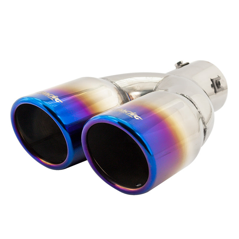 Simoni Racing, ändrör, Dubbel Rund/Sned Inox/Titan - Ø76xL230mm - Installation 37->58mm