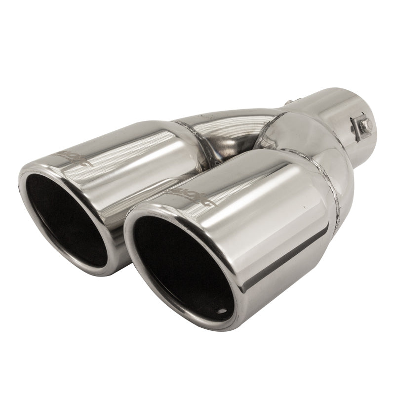 Simoni Racing, ändrör, Dubbel Rund/Sned Inox - Ø76xL230mm - Installation ->58mm