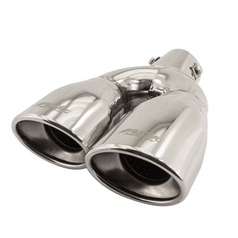Simoni Racing, Avgasrör, Dubbel Oval/Slutande Inox - 167x67xL220mm - Installation 37->57mm - Vänster